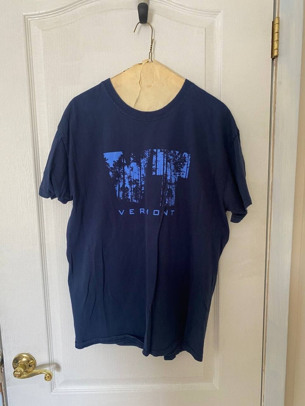 Navy Blue Vermont T Shirt 100% Cotton Size Large